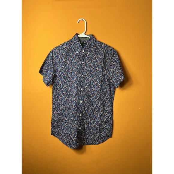 J.CREW Men's Size S Shirt Blue Red Beige Floral Print Butterfly Long Sleeve - Picture 1 of 4